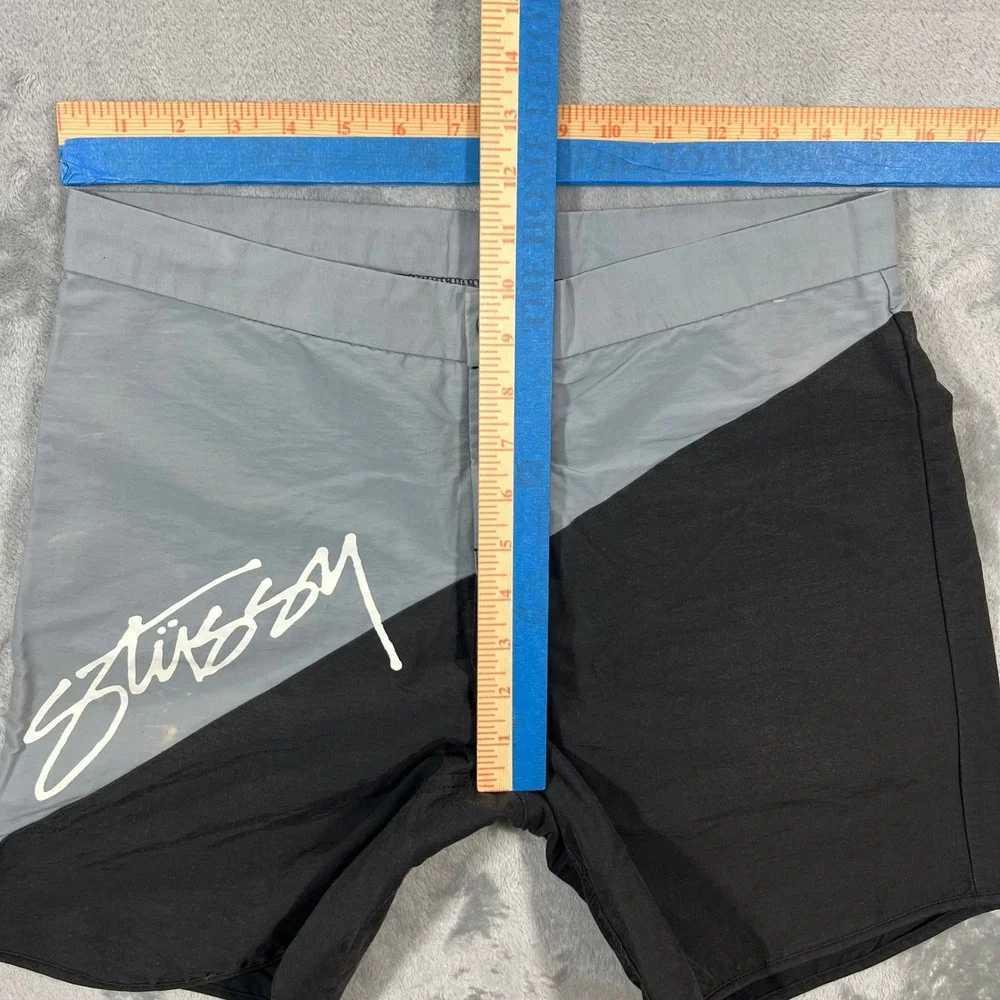 Stussy Board Shorts Mens Size 30 Grey Black Colorblock Logo Swim Trunks Beach